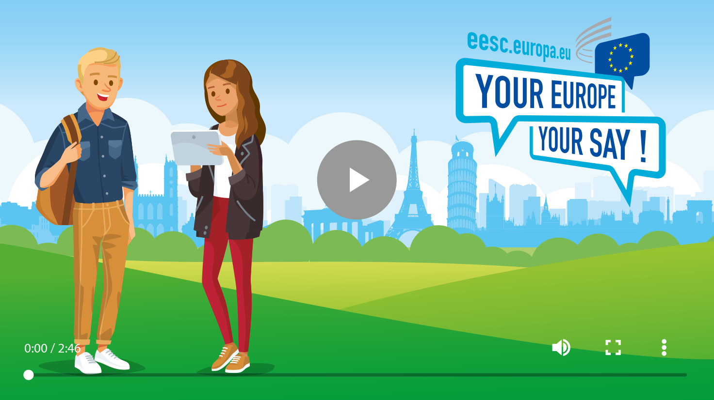 This animated video clip presents Your Europe Your Say, the annual event of the European Economic and Social Committee for young people. It explains how it works and how to participate.