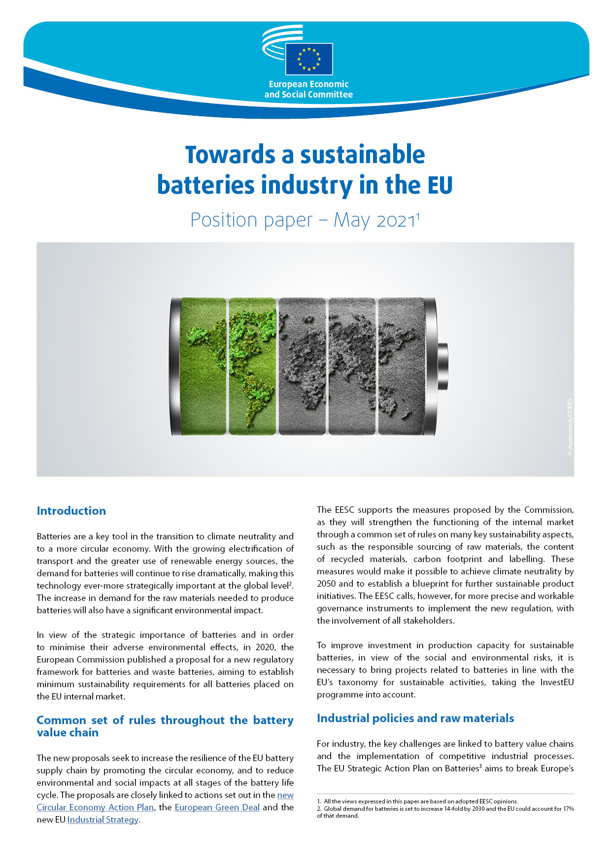 Towards a sustainable batteries industry in the EU European Economic and Social Committee