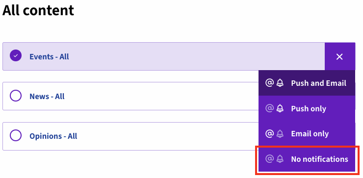 Choose “No notifications”
